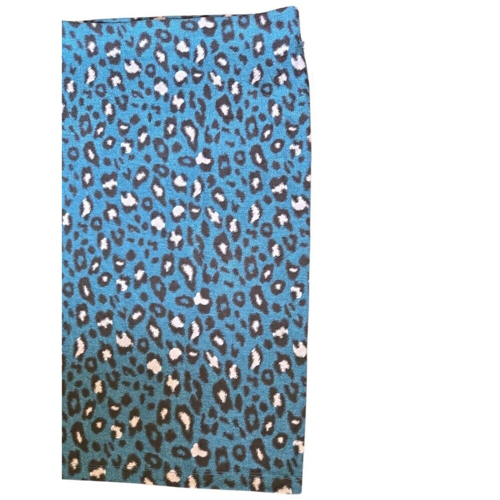 Forever 21 Teal and Navy Leopard Print Pencil Skirt - NWT - M
